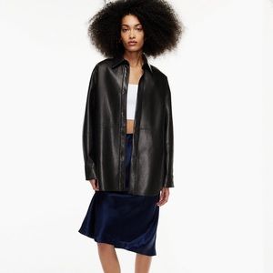 Woman’s faux leather shirt jacket